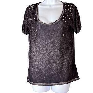 Staring at Stars Women's Short Sleeve Tee Star Dots T-shirt Gray Size Medium